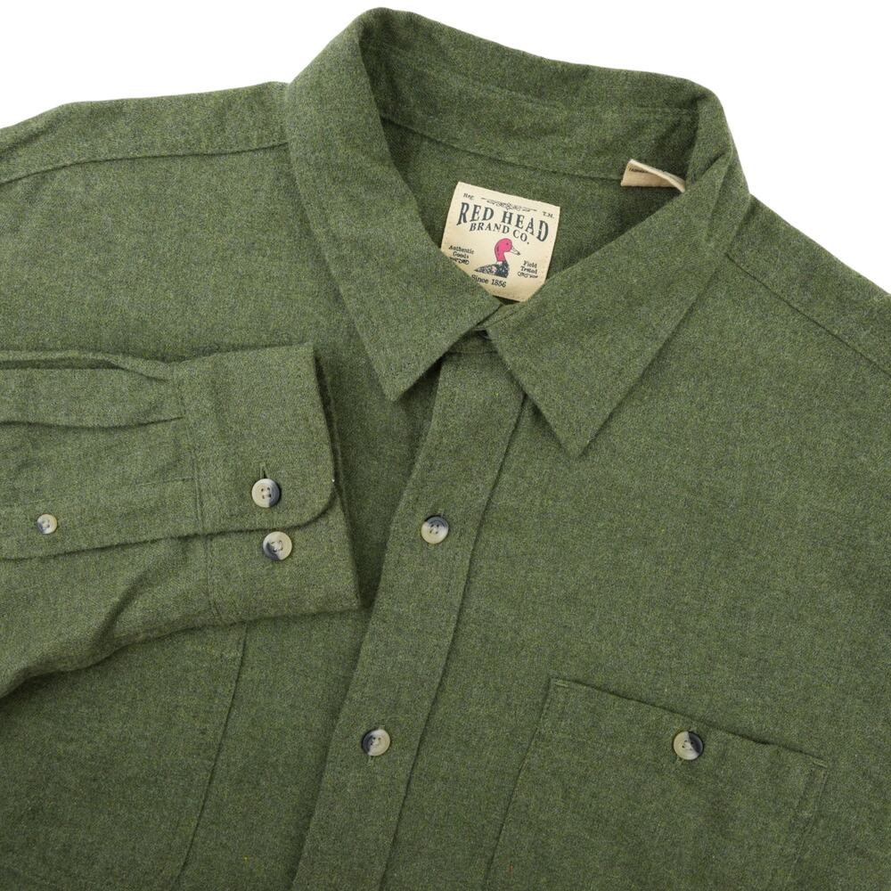 RedHead Shirt Mens XL Green Ozark Mountain Flannel Long Sleeve Button Up BassPro